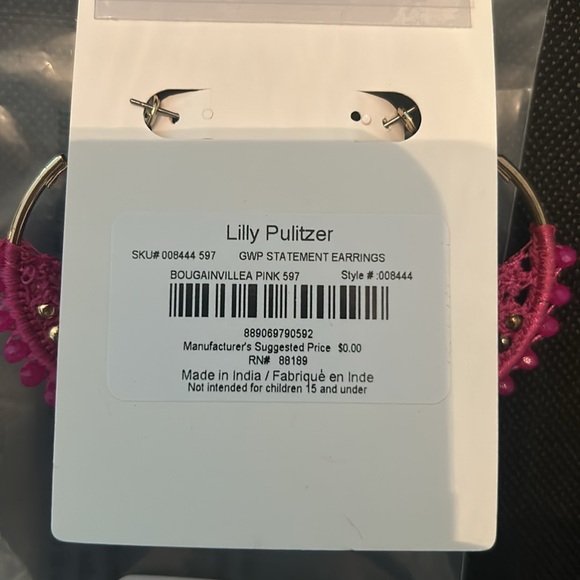 NWT Lilly Pulitzer Bougainvillea Pink statement earrings - Picture 4 of 5